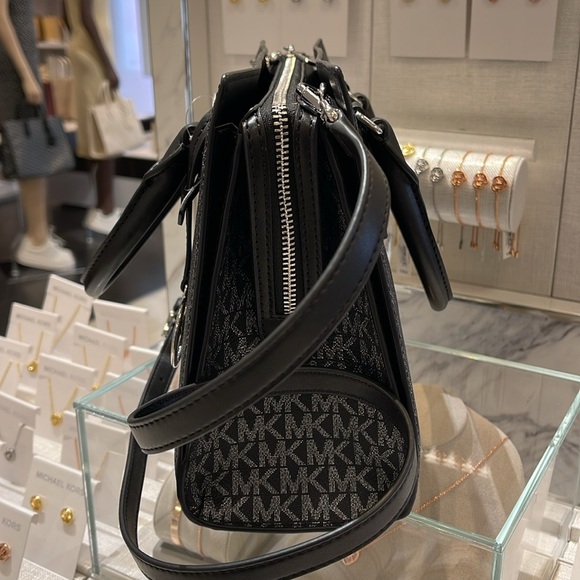 Michael Kors Sheila Medium Signature Logo and Metallic Satchel Crossbody CZ NWT - Picture 6 of 16